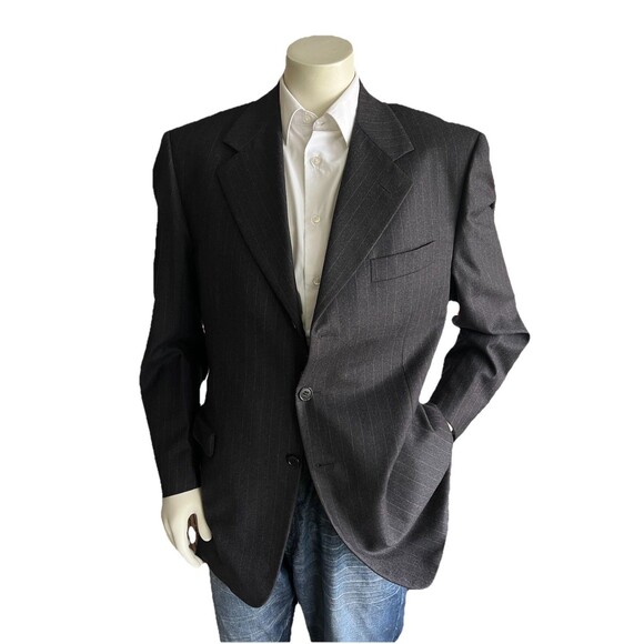 PAL ZILERI Guabello Men 42-44R Blazer Designer Wool Pinstripe Suit Jacket Italy - Picture 2 of 16